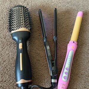 Black and Gold Hair Styling Tools Set